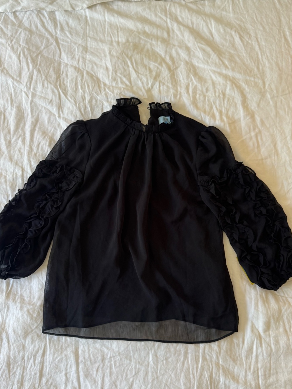 CeCe Black Ruffle Sleeve Blouse